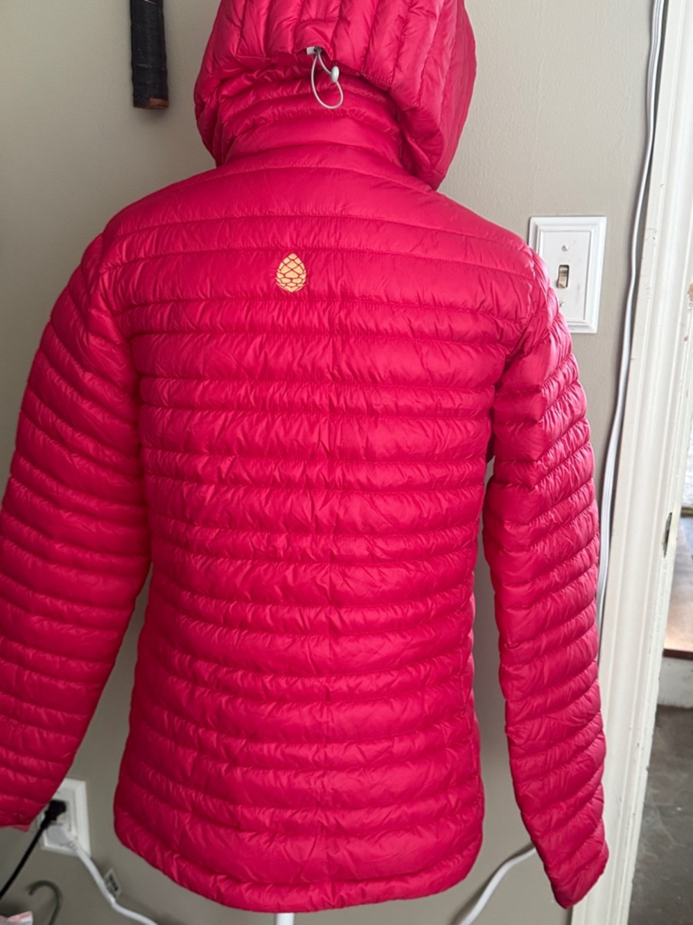 Stio Women's Pink Hooded Down Jacket with Yellow Trim - Picture 11 of 11